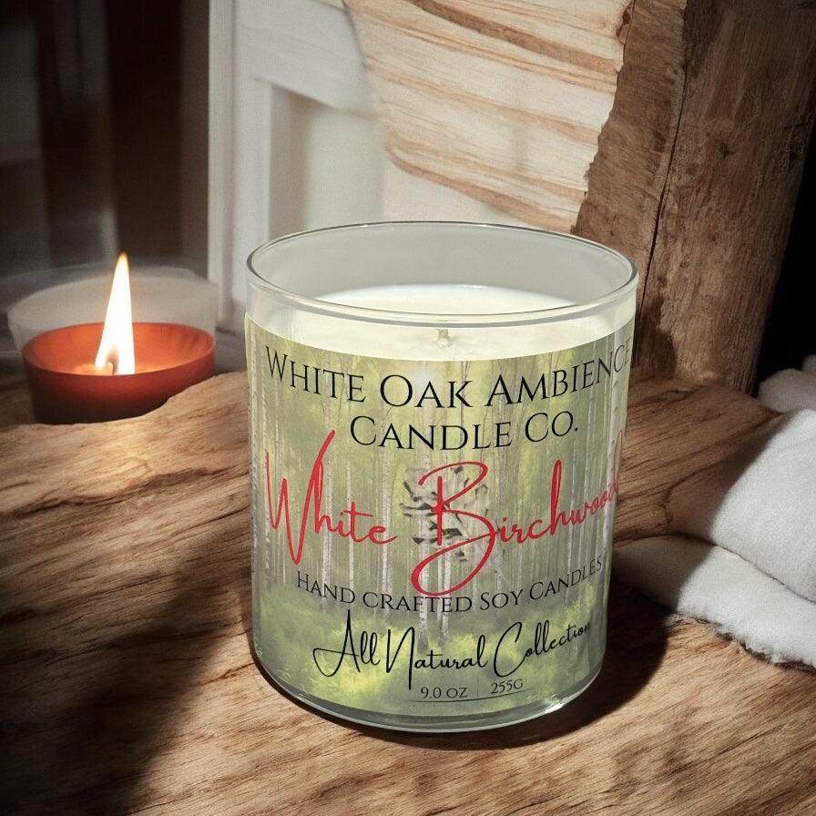 White Birchwood Soy Candle – White Oak Ambience - White Oak Ambience