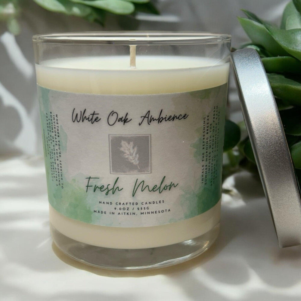 Fresh Melon Scented Candle - White Oak Ambience